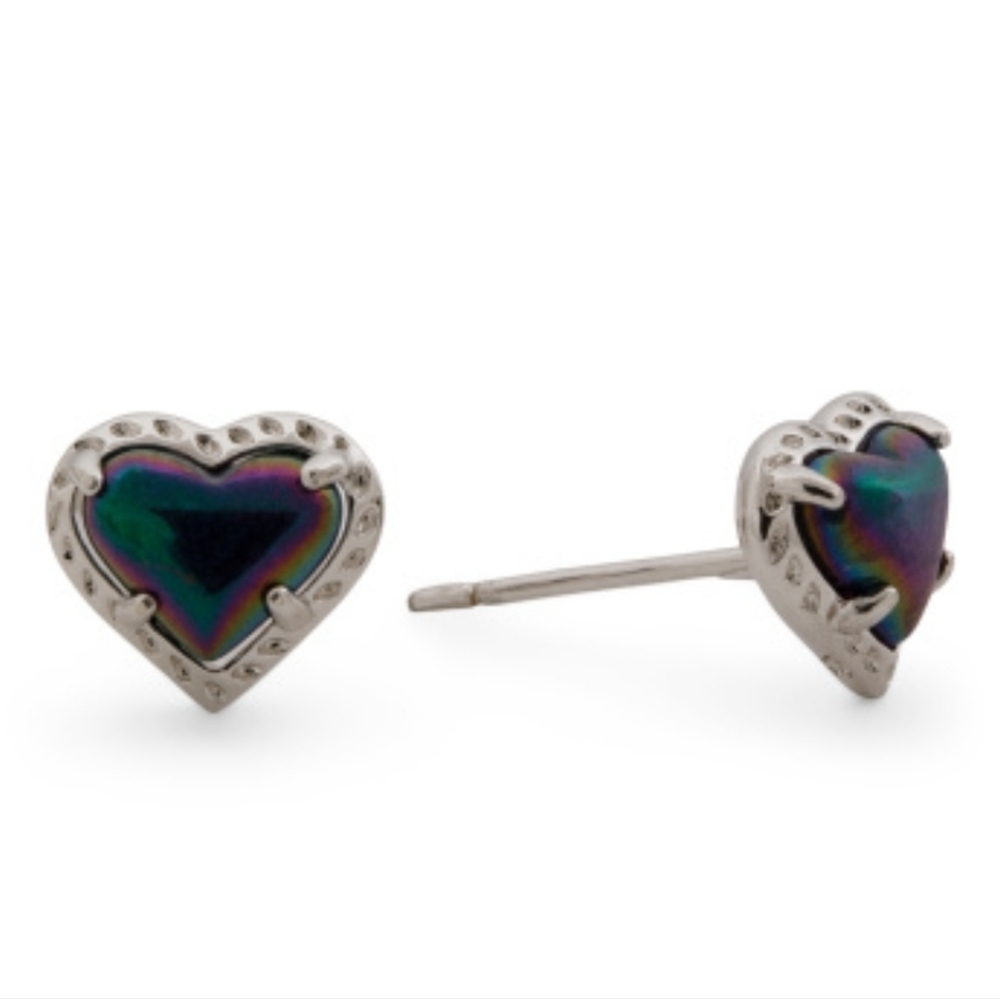 🖤🔹️Kendra Scott 🔹️Anna Stud Heart Earrings Navy Irridescent
